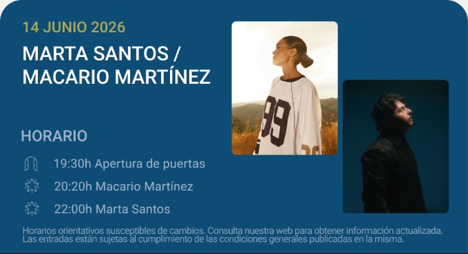 Cartel del evento Marta Santos / Macario Martínez - Noches del Botánico 2026