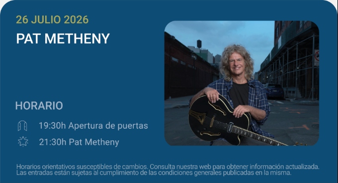 Cartel de Pat Metheny - Noches del Botánico 2026 - Otros en Real Jardín Botánico Alfonso XIII