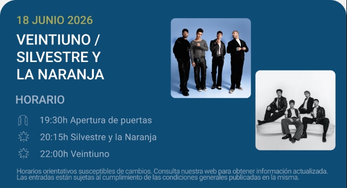 Cartel del evento Veintiuno / Silvestre y la Naranja - Noches del Botánico 2026