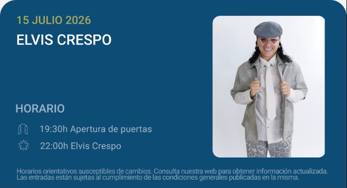 Cartel del evento Elvis Crespo - Noches del Botánico 2026