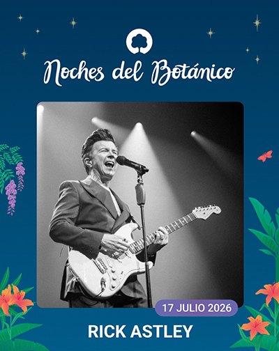 Cartel y póster de Rick Astley - Noches del Botánico 2026, obra de Otros en Real Jardín Botánico Alfonso XIII, Madrid