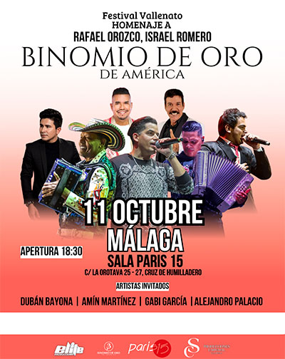 Cartel de Festival Vallenato - Binomio de Oro de AmÃ©rica - Otros en Sala ParÃ­s 15