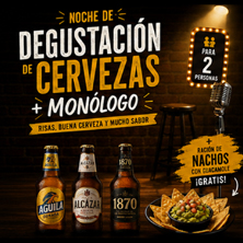 Cartel de Degustación de cervezas + monólogo - Monólogos en La Otra Movida