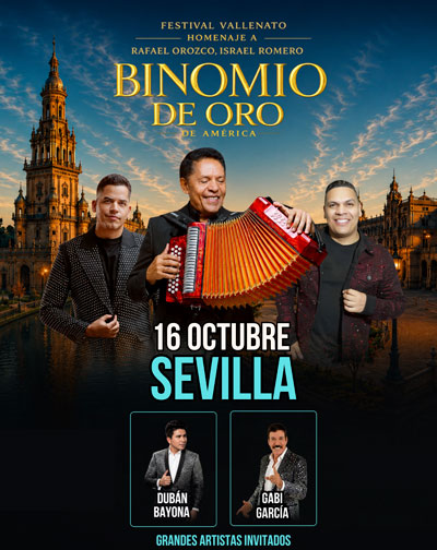Cartel de Festival Vallenato - Homenaje a Rafael Orozco, Israel Romero - Binomio de Oro de América - Sevilla - Otros en Sala Pandora