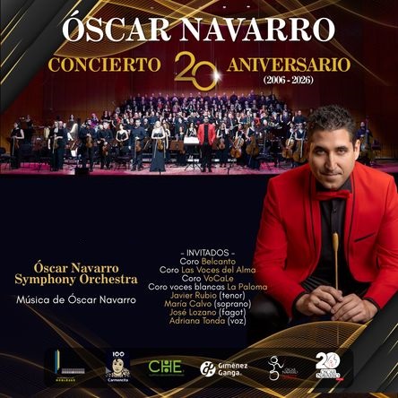 Cartel de Concierto XX Aniversario - Óscar Navarro - Alicante - Clásica en Auditorio de la Diputación de Alicante (ADDA)