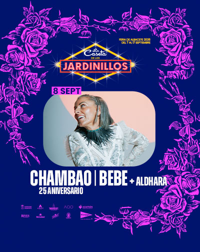 Cartel de Chambao + Bebe + Aldhara - Pop en Caseta de los Jardinillos de la Feria