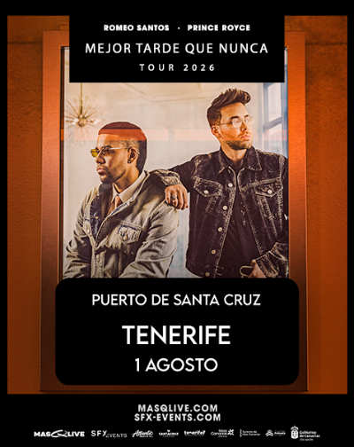 Cartel de Romeo Santos & Prince Royce - Mejor Tarde Que Nunca Tour 2026 - Santa Cruz de Tenerife - Pop en PUERTO SANTA CRUZ DE TENERIFE