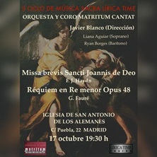 Cartel de Missa Brevis Haydn y Requiem Fauré - Clásica en Iglesia de San Antonio de los Alemanes