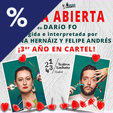 Cartel de Pareja abierta - Teatros Luchana - Comedia en Teatros Luchana