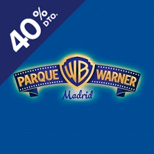 Cartel de Parque Warner Madrid - Promo Supervillains 40% - Otros en Parque Warner Madrid