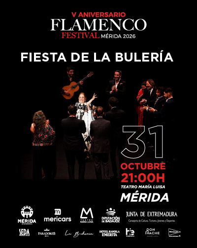 Cartel de Fiesta de la Bulería - Festival Flamenco de Mérida - Flamenco en Teatro María Luisa