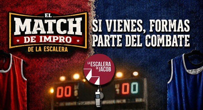 Cartel y póster de El Match de Impro de la Escalera - Madrid, obra de Comedia en La Escalera de Jacob. Sala Teatro, Madrid