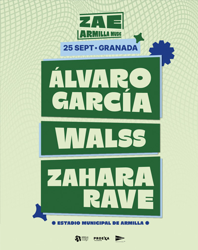 Cartel de Alvaro García, Walls, Zahara Rave - ZAE- Zona de Altas Emociones - Pop en Estadio Municipal de Armilla