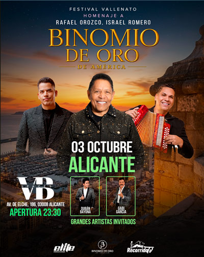 Cartel de Festival Vallenato Binomio de Oro de Ámerica - Alicante/Alacant - Pop en VB Spaces