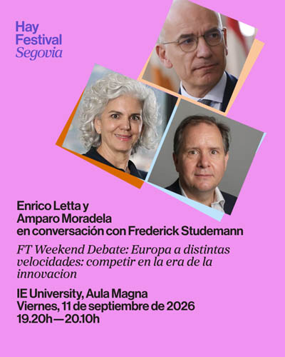 Cartel de Europa a Distintas Velocidades: Competir en la Era de la Innovación - Hay Festival Segovia 2026 - Conferencias en IE University