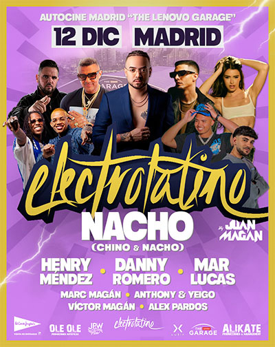 Cartel de Electrolatino By Juan Magán - Pop en Autocine Madrid