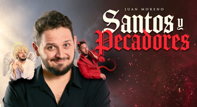 Cartel de Santos y Pecadores - Juan Moreno - Teatro en Pequeño Cine Estudio