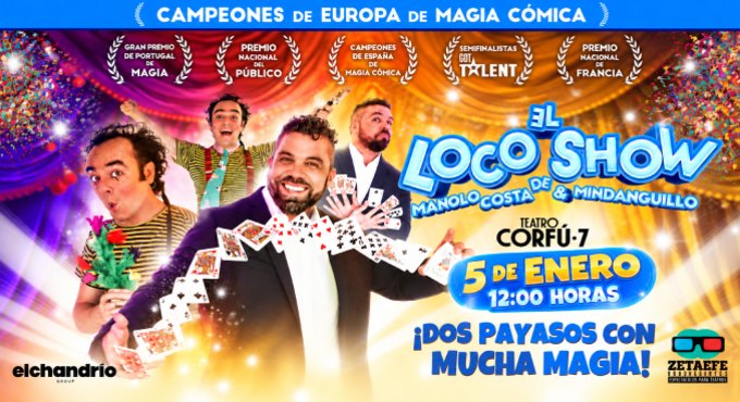 Cartel de Dos payasos con mucha magia - Magia en Teatro Corfú 7