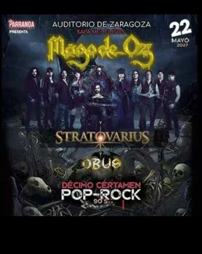 Cartel de Mägo de Oz, Stratovarius, Obús - Decimo Certamen Pop-Rock - Pop en SALA MULTIUSOS ZARAGOZA